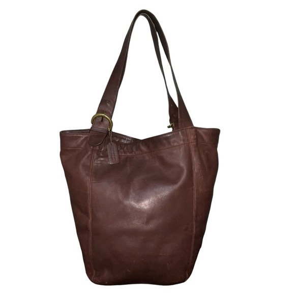 Vintage COACH Waverly XL Leather Tote Bag Brown Mahogany - Picture 1 of 15
